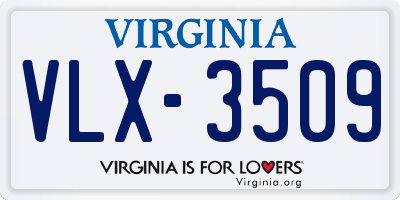 VA license plate VLX3509