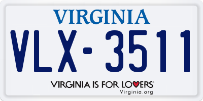 VA license plate VLX3511