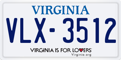 VA license plate VLX3512