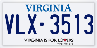 VA license plate VLX3513