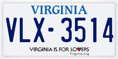 VA license plate VLX3514