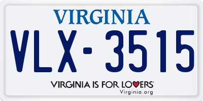 VA license plate VLX3515