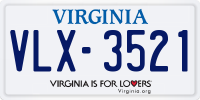 VA license plate VLX3521