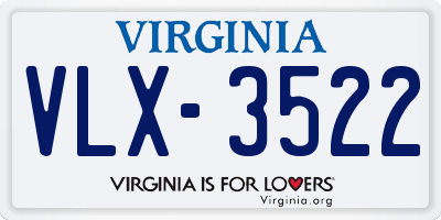 VA license plate VLX3522