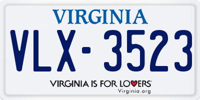 VA license plate VLX3523