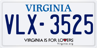 VA license plate VLX3525