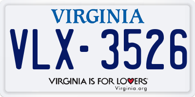 VA license plate VLX3526