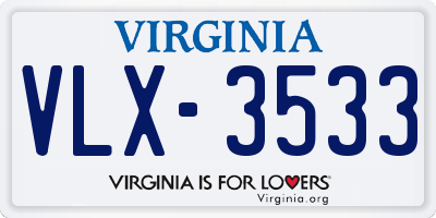 VA license plate VLX3533