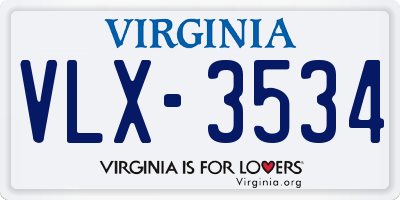 VA license plate VLX3534