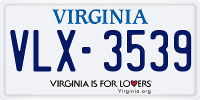 VA license plate VLX3539