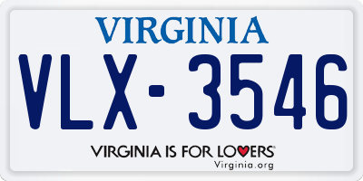 VA license plate VLX3546