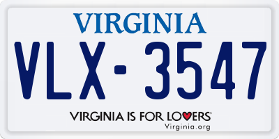 VA license plate VLX3547