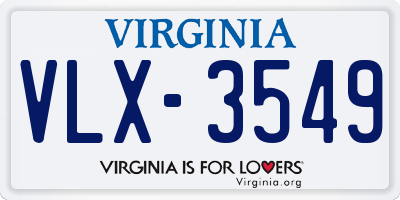 VA license plate VLX3549