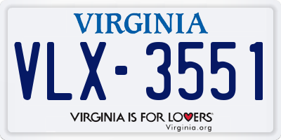 VA license plate VLX3551