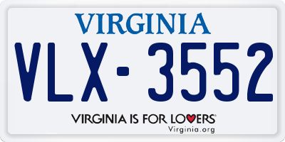 VA license plate VLX3552