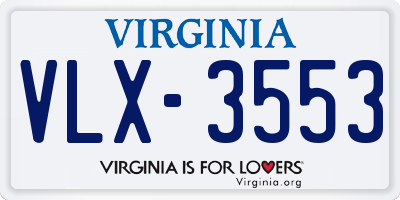 VA license plate VLX3553