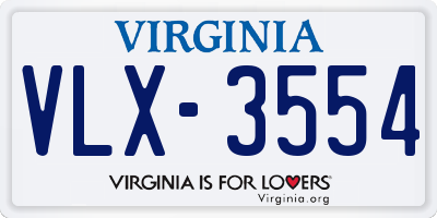 VA license plate VLX3554