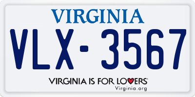 VA license plate VLX3567