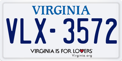 VA license plate VLX3572