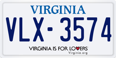 VA license plate VLX3574