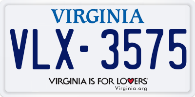 VA license plate VLX3575