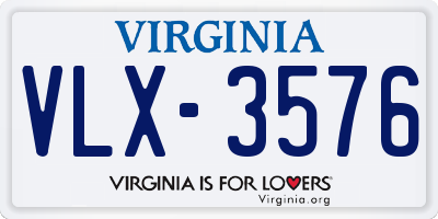 VA license plate VLX3576