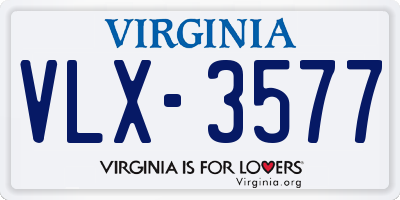 VA license plate VLX3577