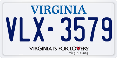 VA license plate VLX3579