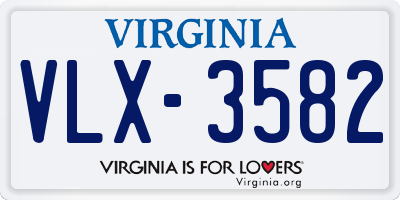 VA license plate VLX3582