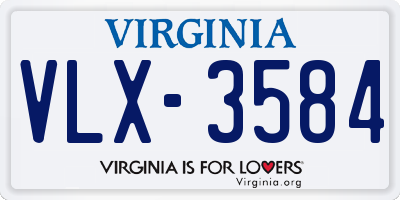 VA license plate VLX3584