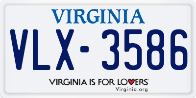 VA license plate VLX3586