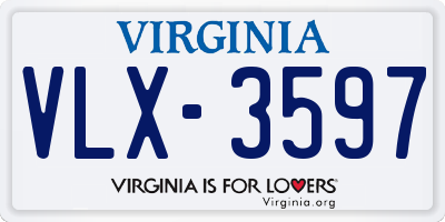 VA license plate VLX3597