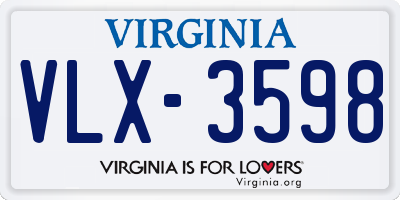 VA license plate VLX3598