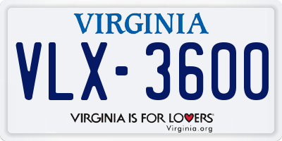 VA license plate VLX3600