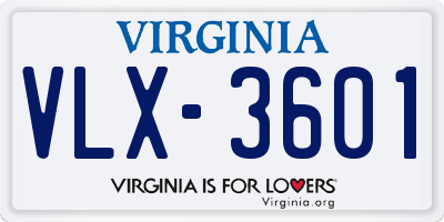 VA license plate VLX3601