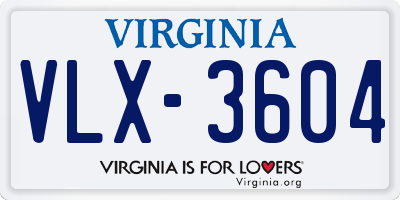 VA license plate VLX3604