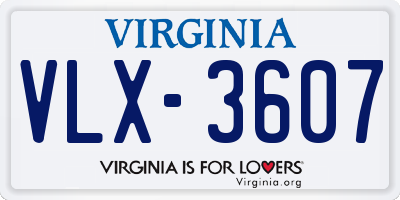 VA license plate VLX3607