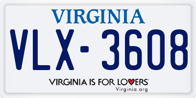 VA license plate VLX3608