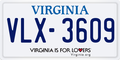 VA license plate VLX3609