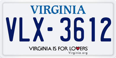 VA license plate VLX3612