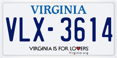 VA license plate VLX3614