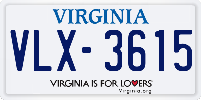 VA license plate VLX3615