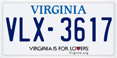 VA license plate VLX3617