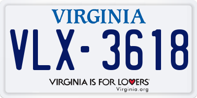 VA license plate VLX3618