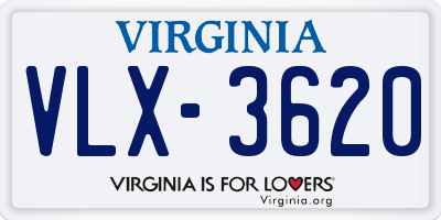 VA license plate VLX3620