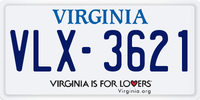 VA license plate VLX3621