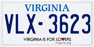 VA license plate VLX3623