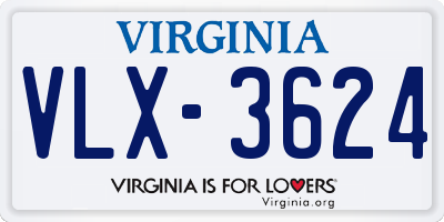 VA license plate VLX3624