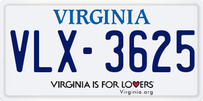 VA license plate VLX3625