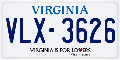 VA license plate VLX3626